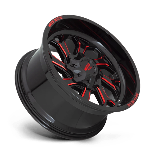 20x10 moto metal mo999 gloss black milled w red tint wheel 6x5.5 bolt pattern 18mm offset
