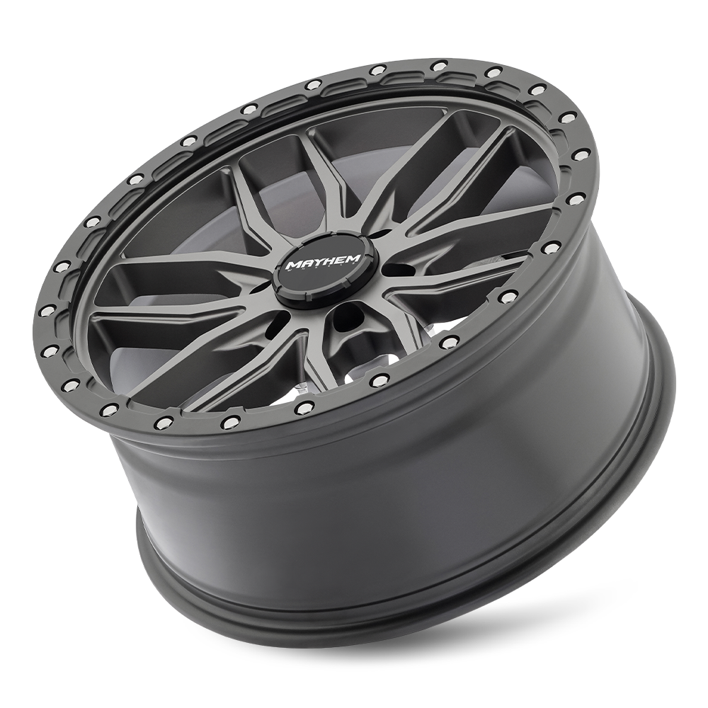 17x9 mayhem vector matte gunmetal black lip wheel 6x5.5 bolt pattern 18mm offset