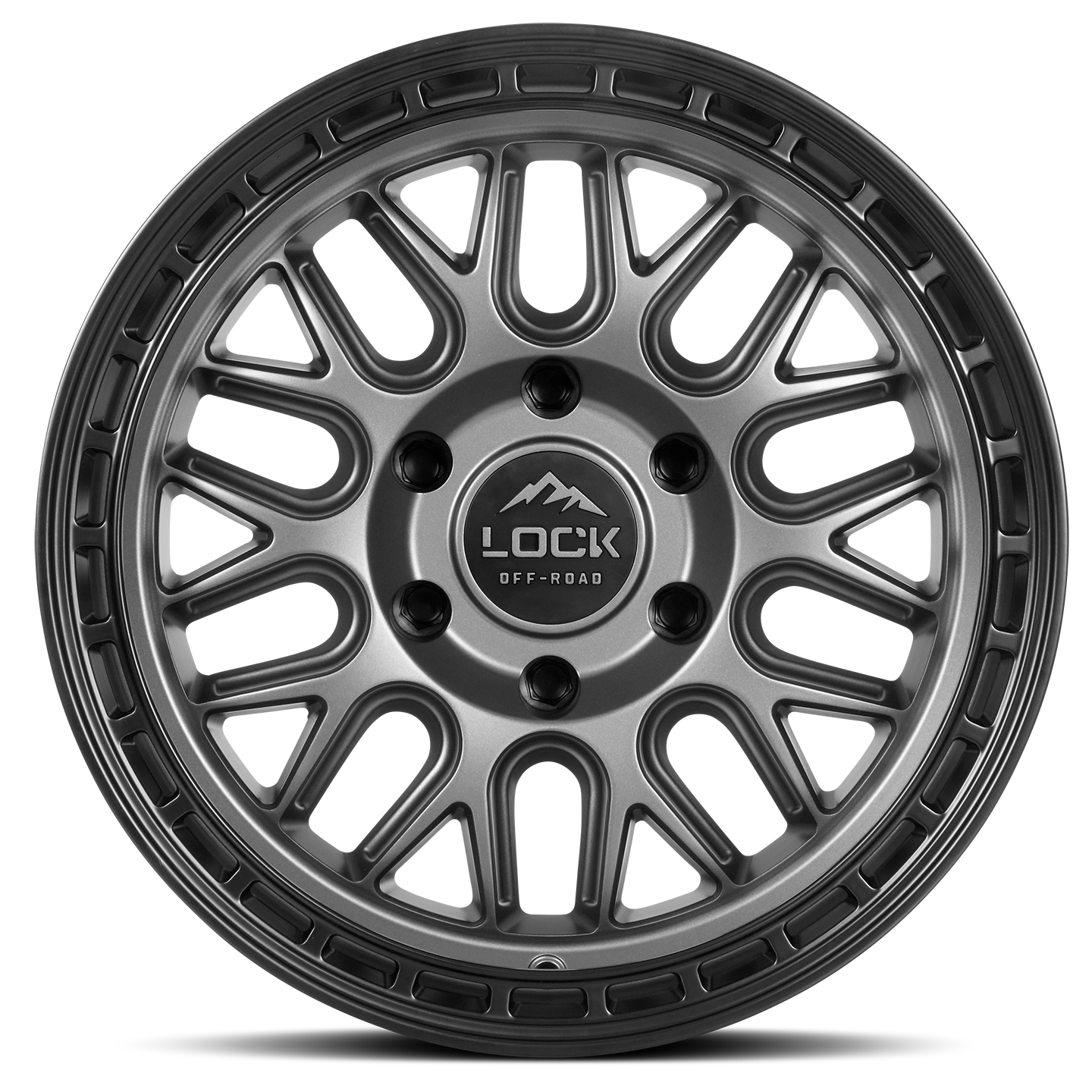 17x9 lock off-road onyx matte grey w matte black ring wheel 6x5.5 bolt pattern 12mm offset