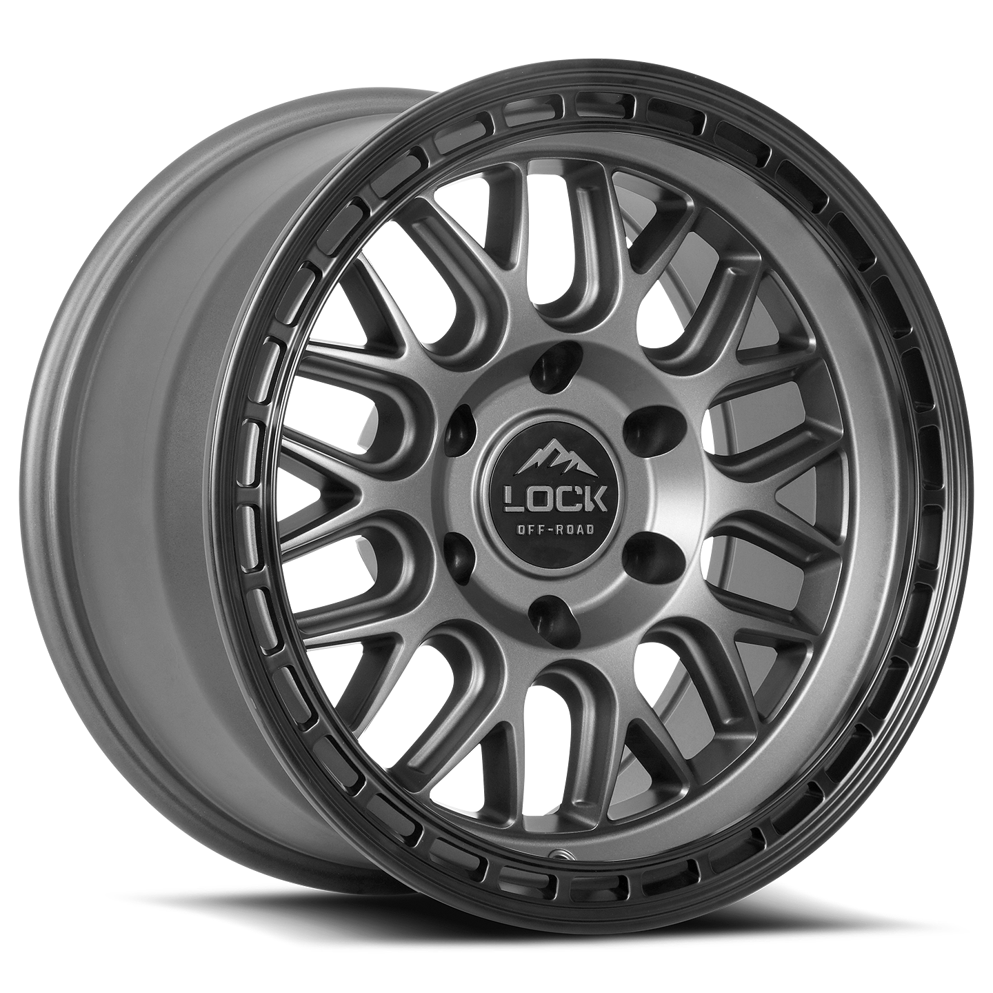 17x9 lock off-road onyx matte grey w matte black ring wheel 6x5.5 bolt pattern 1mm offset