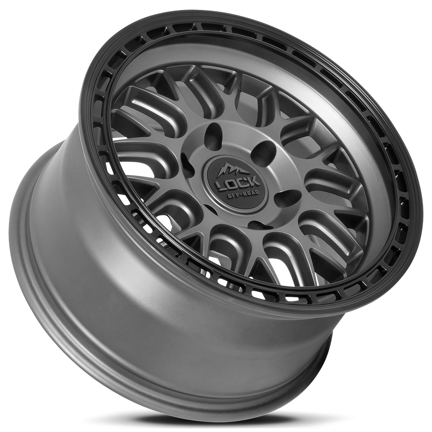 17x9 lock off-road onyx matte grey w matte black ring wheel 6x5.5 bolt pattern 1mm offset