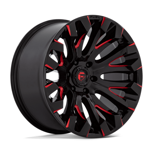 20x10 fuel off-road d829 quake gloss black milled red tint wheel 6x5.5 bolt pattern 18mm offset