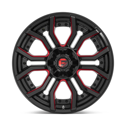 20x10 fuel off-road d712 rage gloss black red tinted clear wheel 6x5.5 bolt pattern 18mm offset