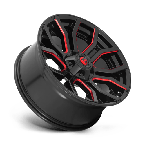 20x9 fuel off-road d712 rage gloss black red tinted clear wheel 6x5.5 bolt pattern 1mm offset