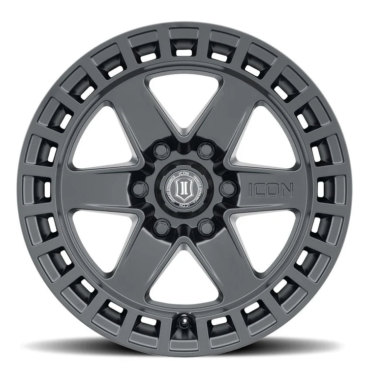 17x8.5 Icon Alloys Raider Satin Black Wheel 6x5.5 Bolt Pattern 0mm Offset