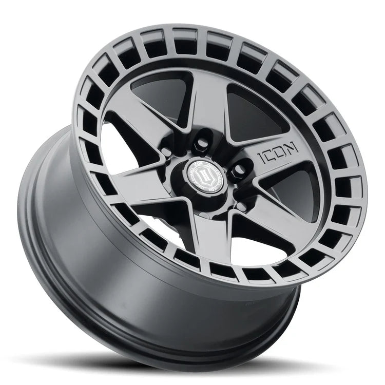17x8.5 Icon Alloys Raider Satin Black Wheel 6x5.5 Bolt Pattern 0mm Offset