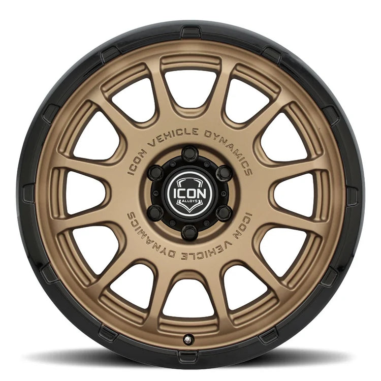 20x9  Icon Alloys Rancho Satin Bronze W/Satin Black Lip Wheel 6x5.5 Bolt Pattern 0mm Offset