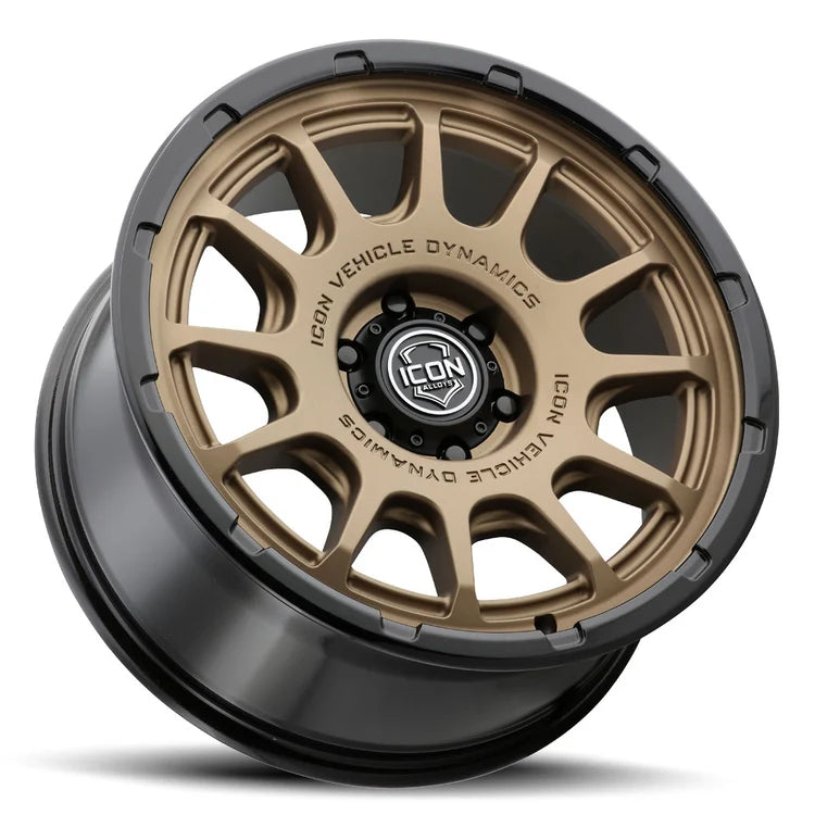 20x9  Icon Alloys Rancho Satin Bronze W/Satin Black Lip Wheel 6x5.5 Bolt Pattern 0mm Offset