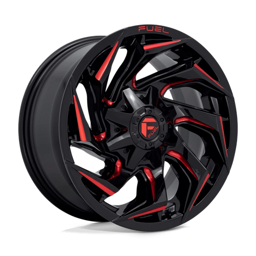 18x9 fuel off-road d755 reaction gloss black milled w red tint wheel 6x5.5 bolt pattern 1mm offset