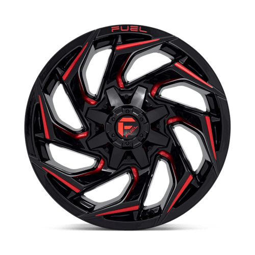 18x9 fuel off-road d755 reaction gloss black milled w red tint wheel 6x5.5 bolt pattern 1mm offset