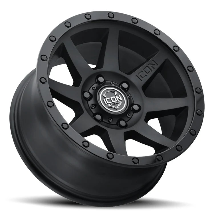 17x8.5 Icon Alloys Rebound Double Black Wheel 6x5.5 Bolt Pattern 0mm Offset