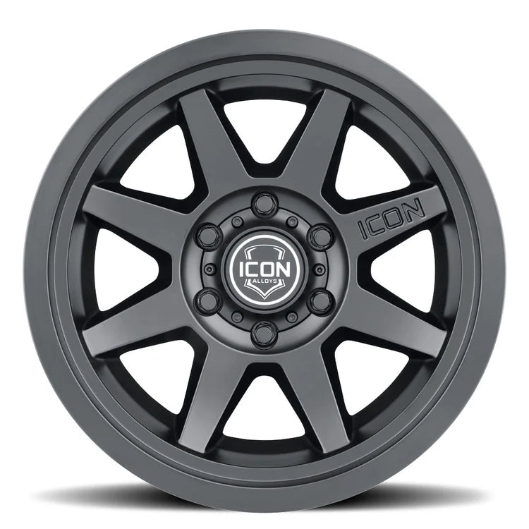 17x8.5  Icon Alloys Rebound SLX Satin Black Wheel 6x5.5 Bolt Pattern 0mm Offset
