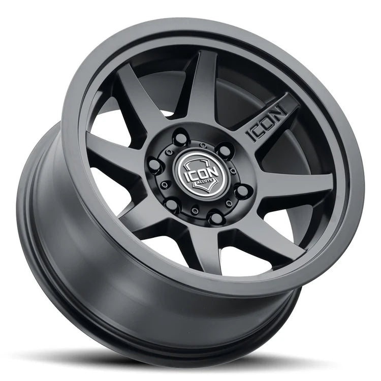17x8.5  Icon Alloys Rebound SLX Satin Black Wheel 6x5.5 Bolt Pattern 0mm Offset