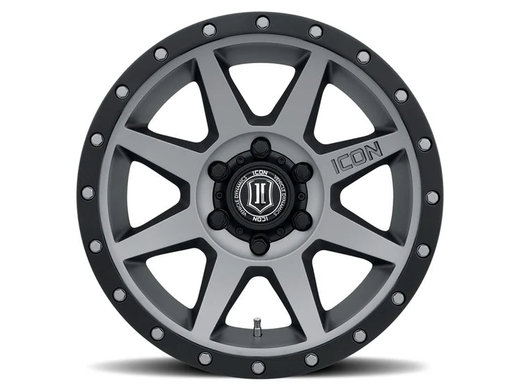 17x8.5 Icon Alloys Rebound Titanium Wheel 6x5.5 Bolt Pattern 0mm Offset