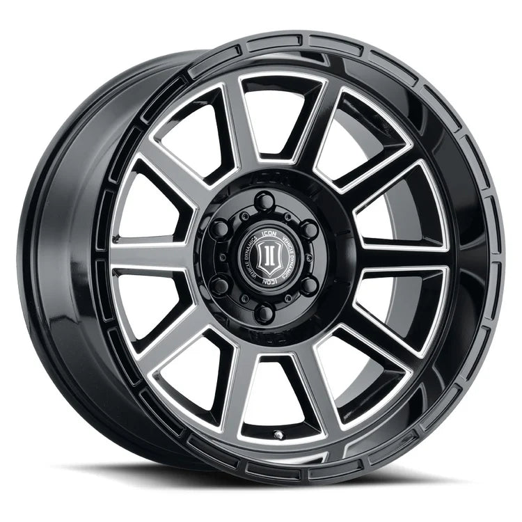 20x10 Icon Alloys Recoil Gloss Black Milled Wheel 6x5.5 Bolt Pattern -24mm Offset