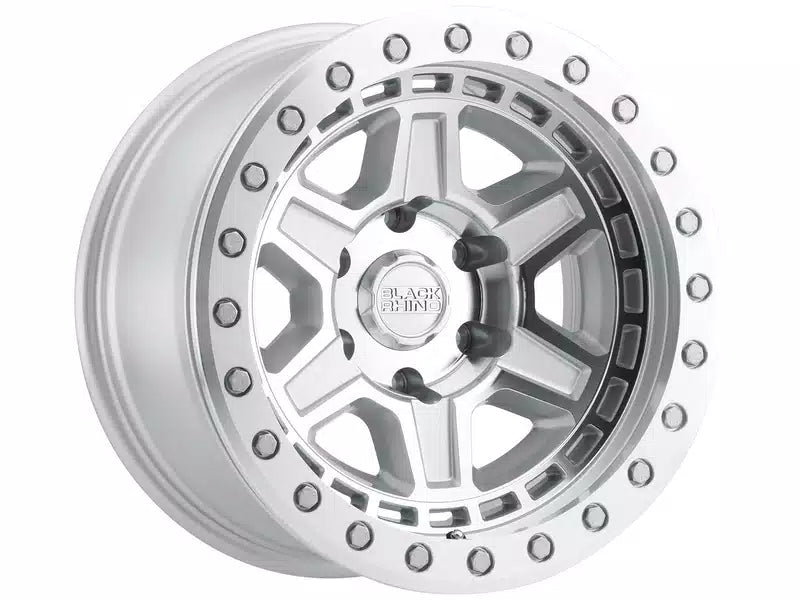 17x9 Black Rhino Hard Alloys REN Reno Silver W/Mirror Face & Lip Wheel 6x5.5 Bolt Pattern 0mm Offset