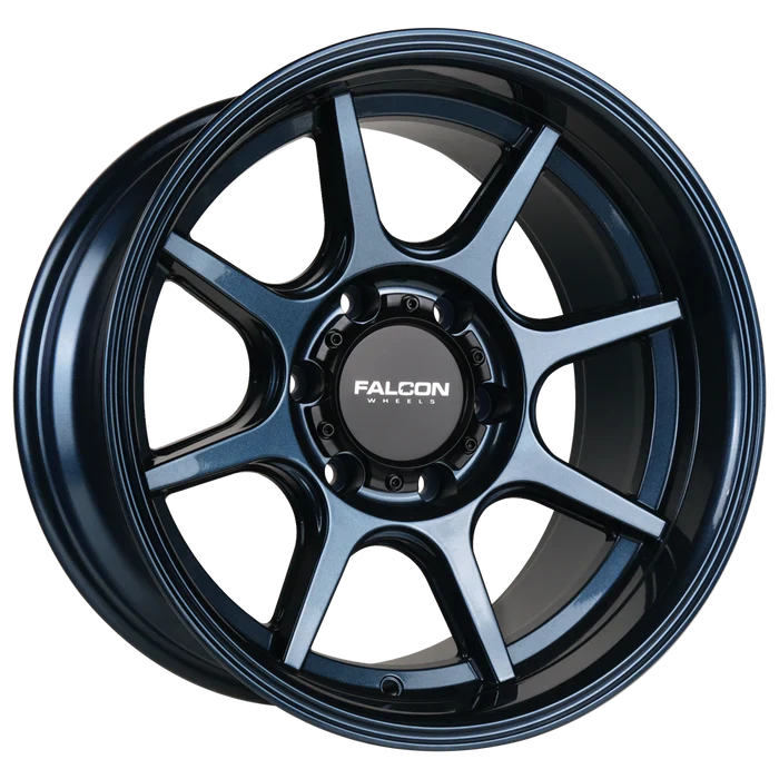 17x9 Falcon Wheels T8 Seeker Battle Royale Blue Wheel 6x5.5 Bolt Pattern -12mm Offset