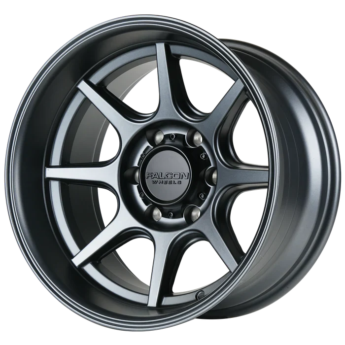 17x9 Falcon Wheels T8 Seeker Full Matte Gunmetal Wheel 6x5.5 Bolt Pattern -12mm Offset