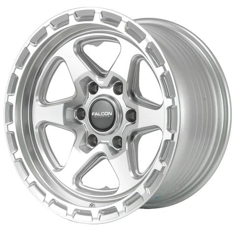 17x9 Falcon Wheels TC2 Combat Silver W/Machined Face Wheel 6x5.5 Bolt Pattern -12mm Offset