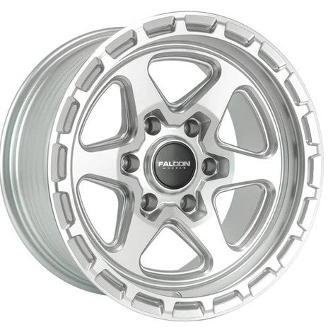 17x9 Falcon Wheels TC2 Combat Silver W/Machined Face Wheel 6x5.5 Bolt Pattern -12mm Offset
