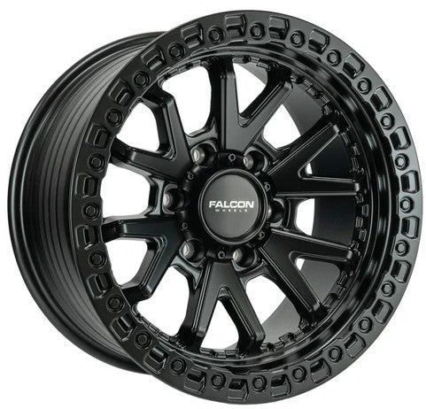 17x9 Falcon Wheels TC3 Chaos Matte Black Wheel 6x5.5 Bolt Pattern -10mm Offset