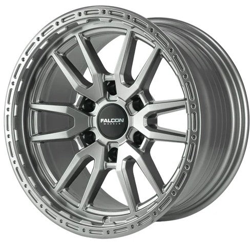 17x9 Falcon Wheels TC4 Ares Full Glossy Gunmetal Wheel 6x5.5 Bolt Pattern 0mm Offset