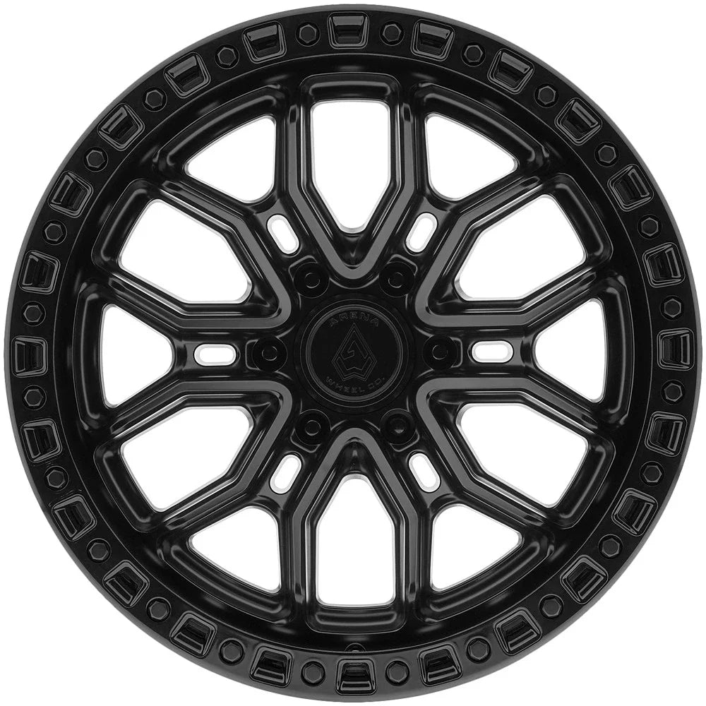 20x10 Arena Wheel A120 Terra Satin Black Center Glossy Black Lip Wheel 6x5.5 Bolt Pattern -18mm Offset