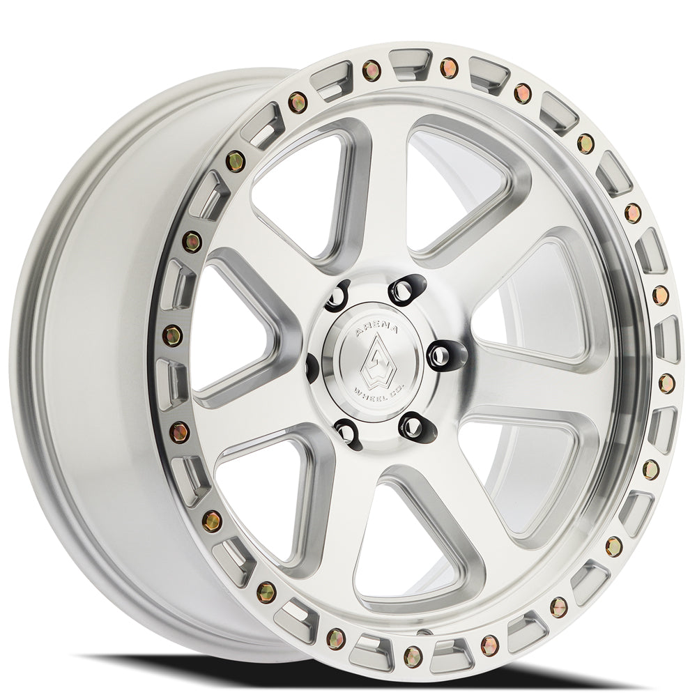 18x9 Arena Wheel A123 Throttle Gloss Silver Machined Wheel 6x5.5 Bolt Pattern 0mm Offset