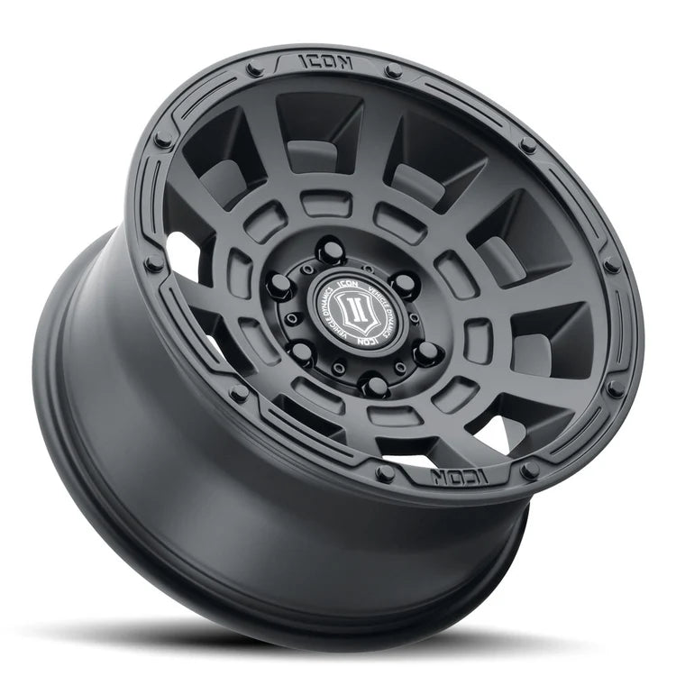 17x8.5 Icon Alloys Thrust Satin Black Wheel 6x5.5 Bolt Pattern 0mm Offset