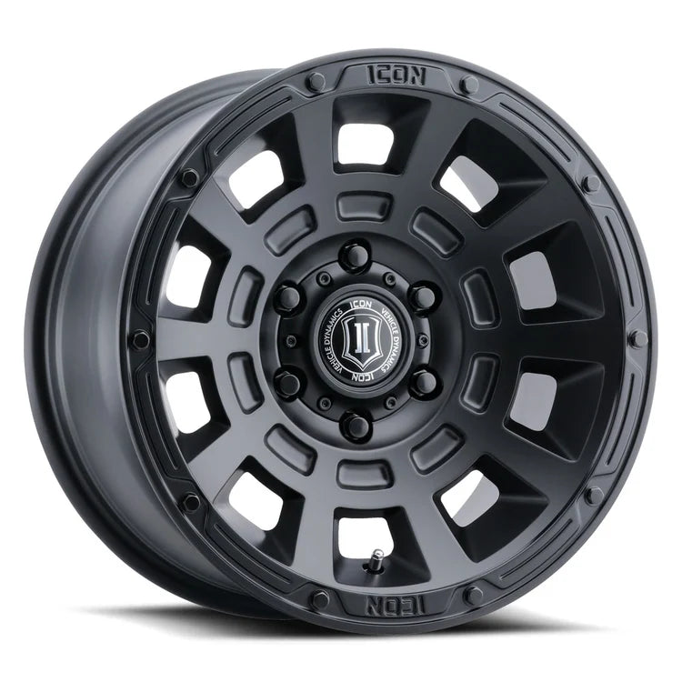 17x8.5 Icon Alloys Thrust Satin Black Wheel 6x5.5 Bolt Pattern 25mm Offset