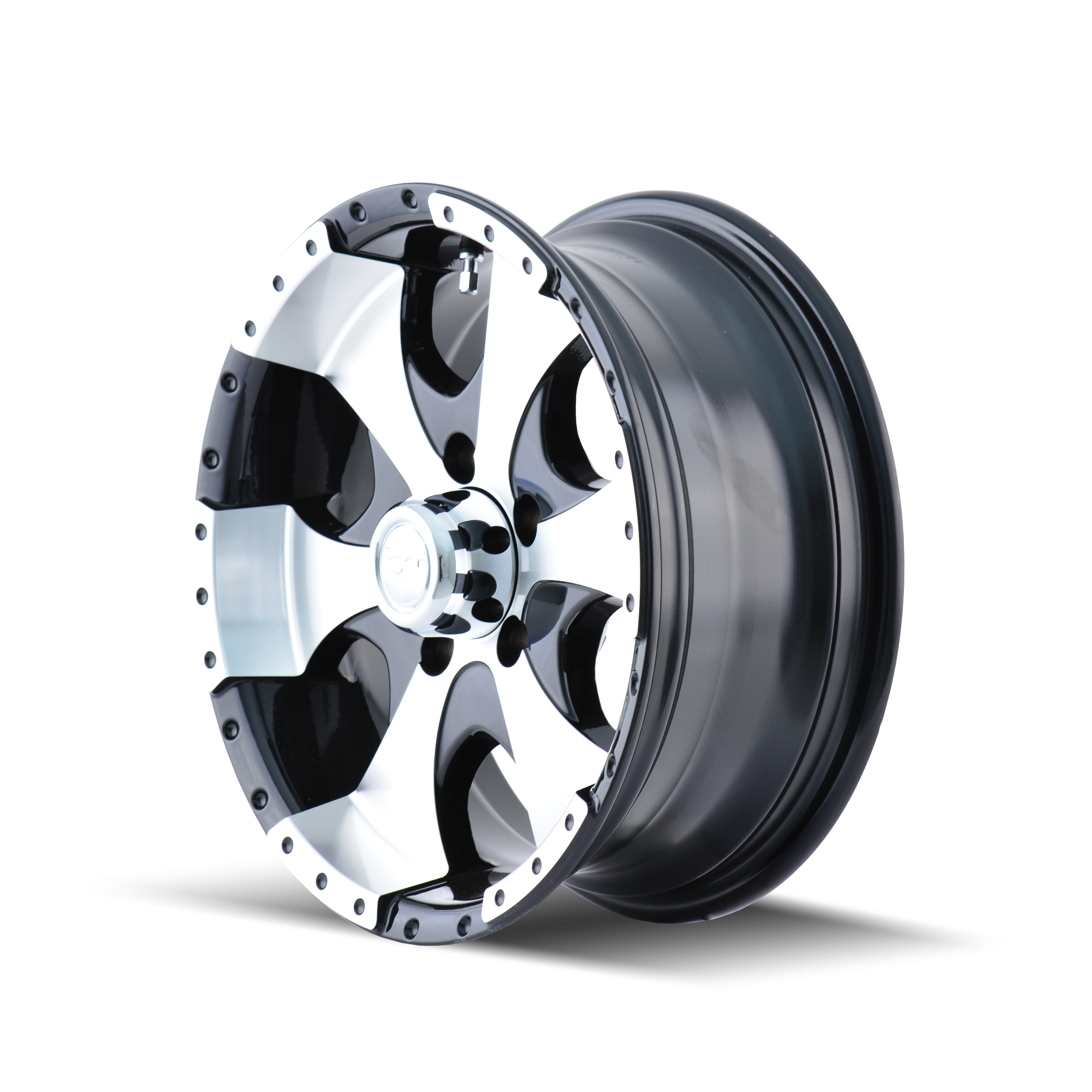 15x6 ion alloy 136 gloss black machined wheel 6x5.5 bolt pattern 0mm offset