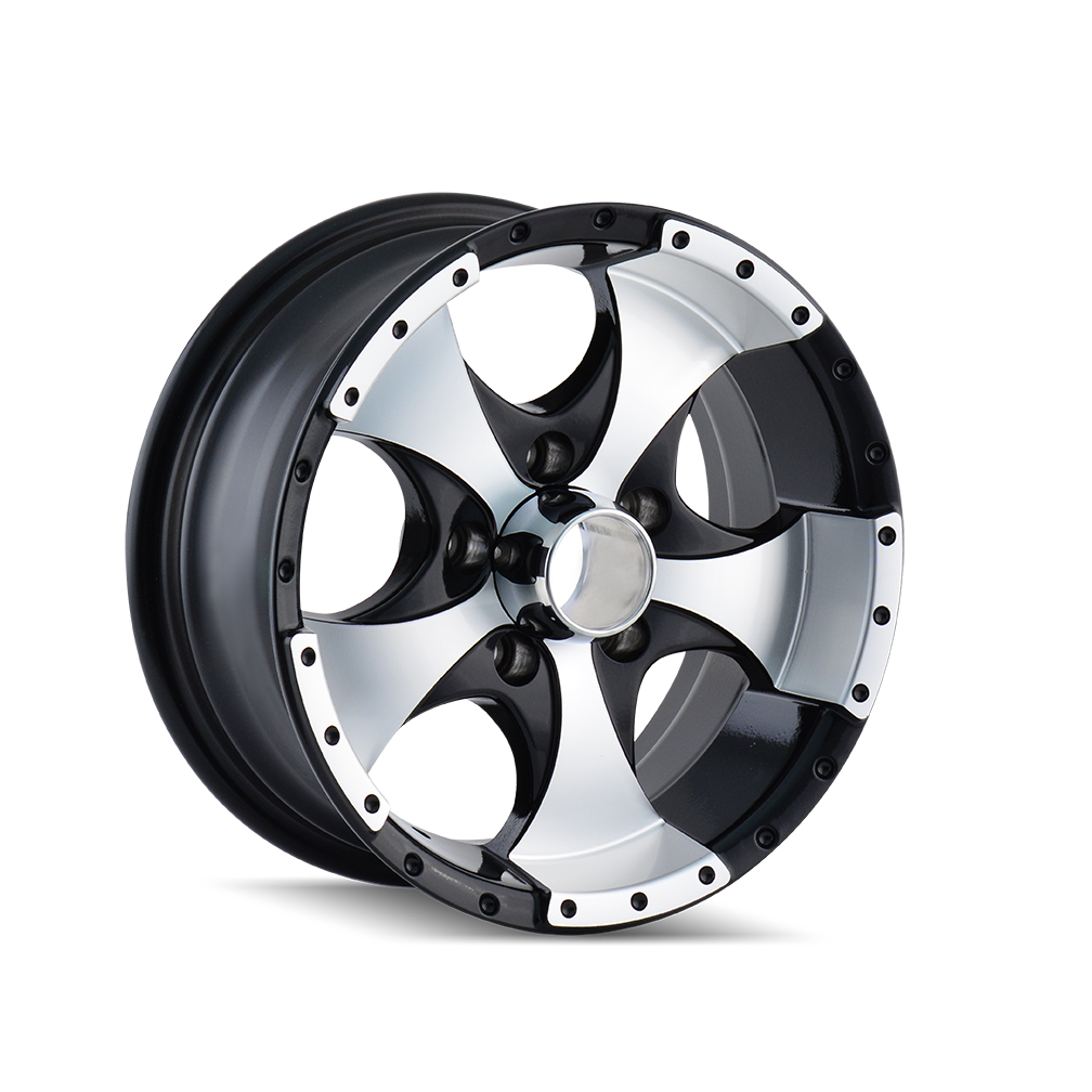15x6 ion alloy 136 gloss black machined wheel 6x5.5 bolt pattern 0mm offset