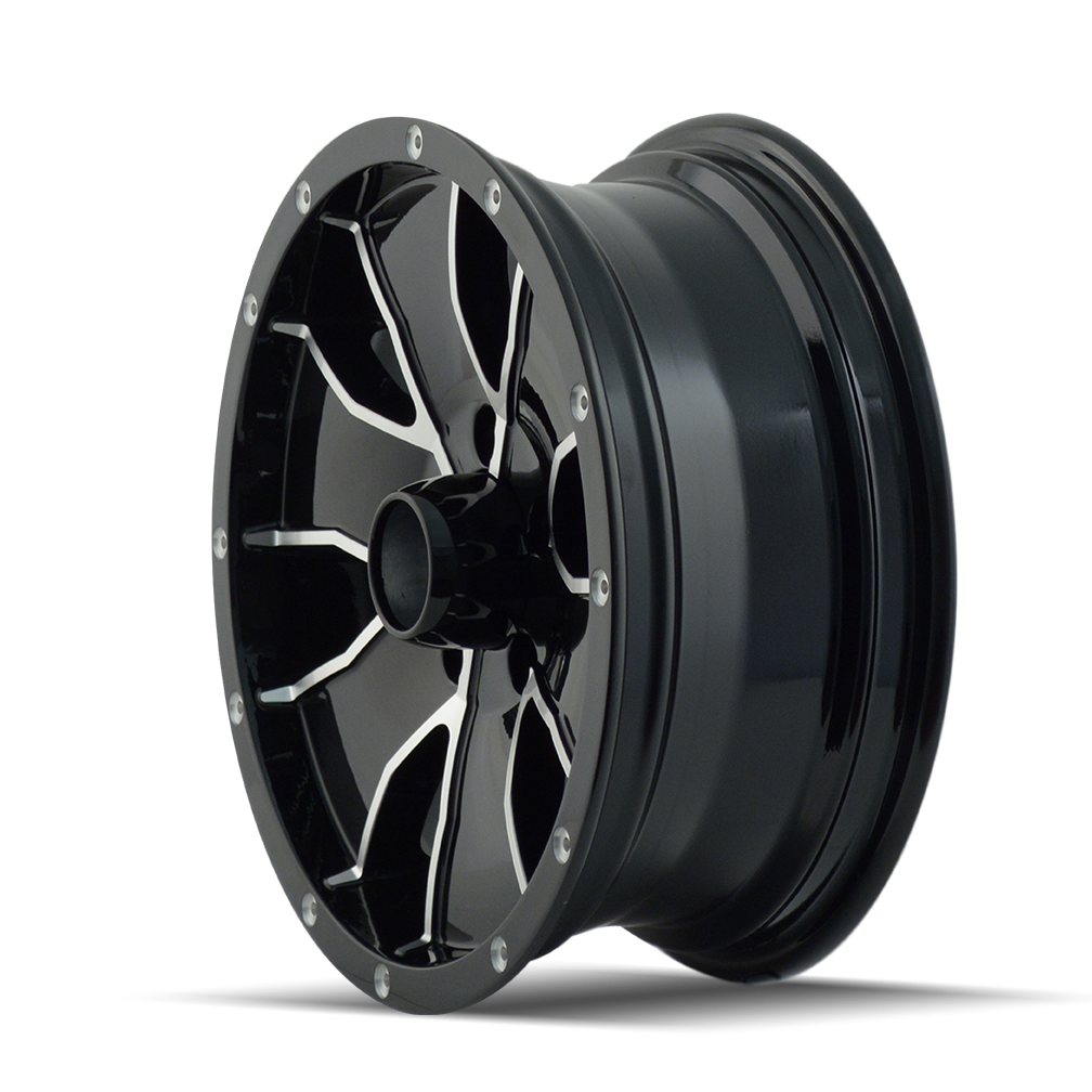 15x6 ion alloy 14 gloss black machined wheel 6x5.5 bolt pattern 0mm offset