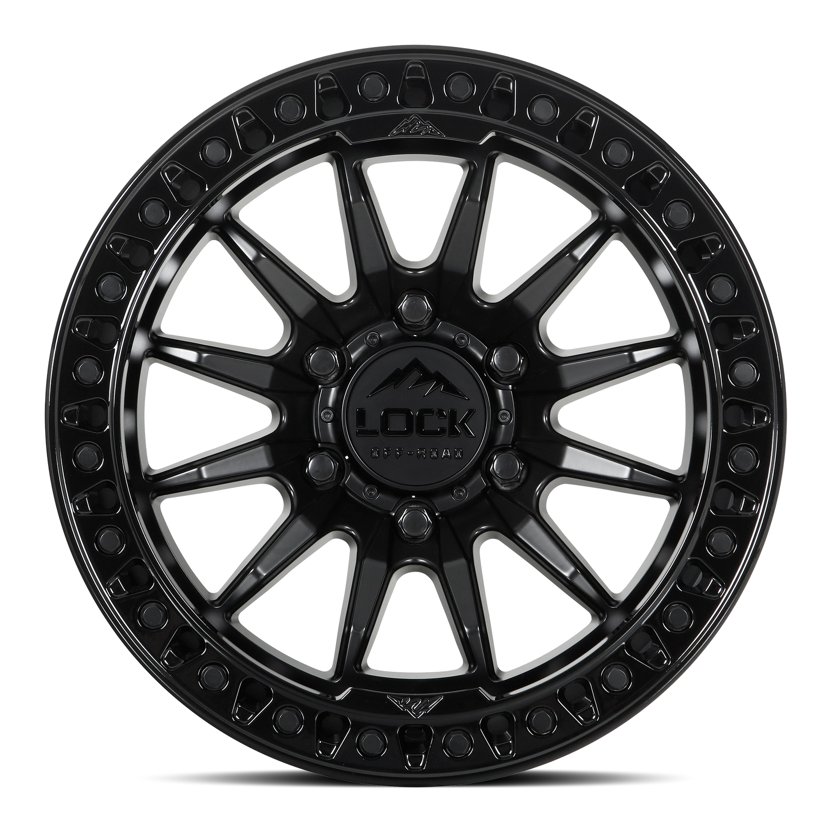 17x9 lock off-road trail matte black w gloss black ring wheel 6x5.5 bolt pattern 1mm offset