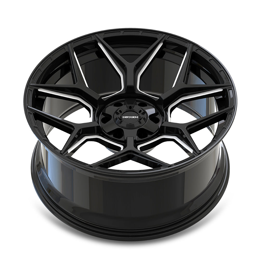 22x10 Mayhem Vanquish Gloss Black Milled Wheel 6x5.5 Bolt Pattern -19mm Offset