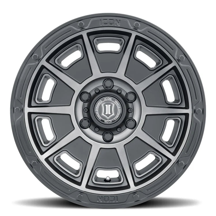 17x8.5 Icon Alloys Victory Smoked Satin Black Wheel 6x5.5 Bolt Pattern 0mm Offset