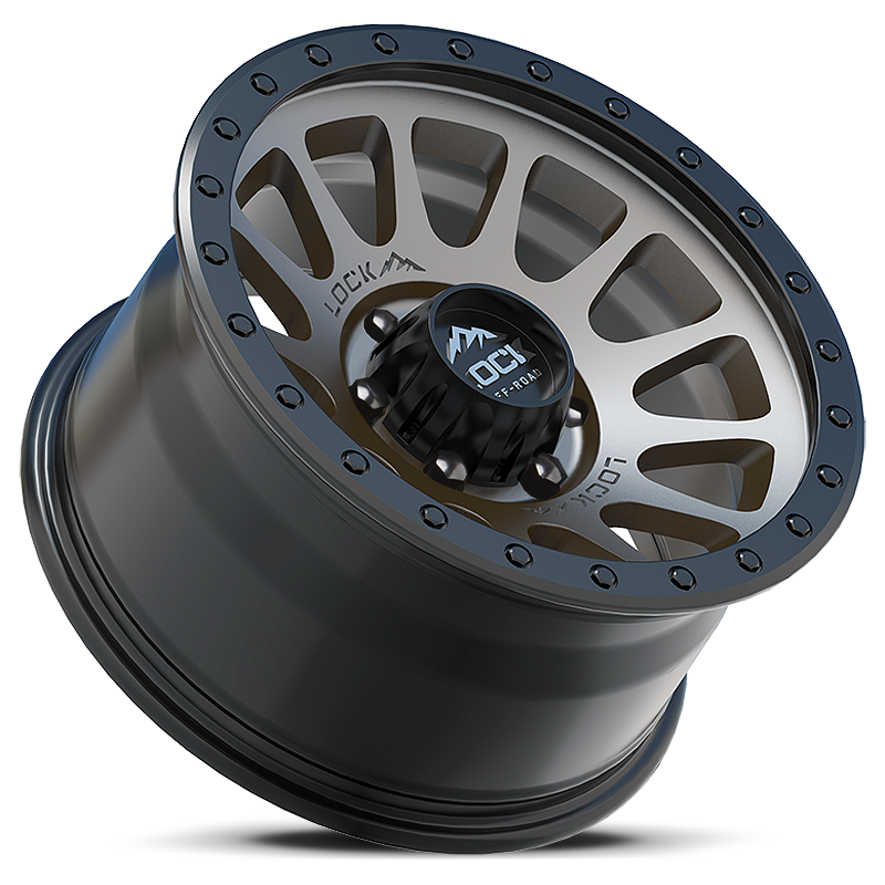 20x9 lock off-road yosemite matte grey w matte black ring wheel 6x5.5 bolt pattern 18mm offset
