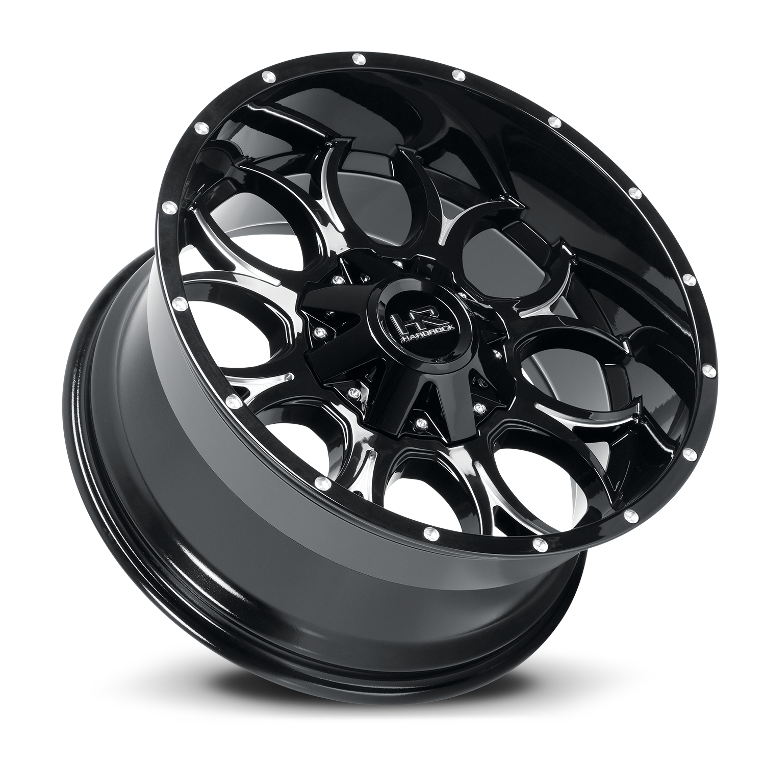 20x12 Hardrock Offroad H713 Horseshoe Gloss Black Milled Wheel 6x5.5 Bolt Pattern -51mm Offset