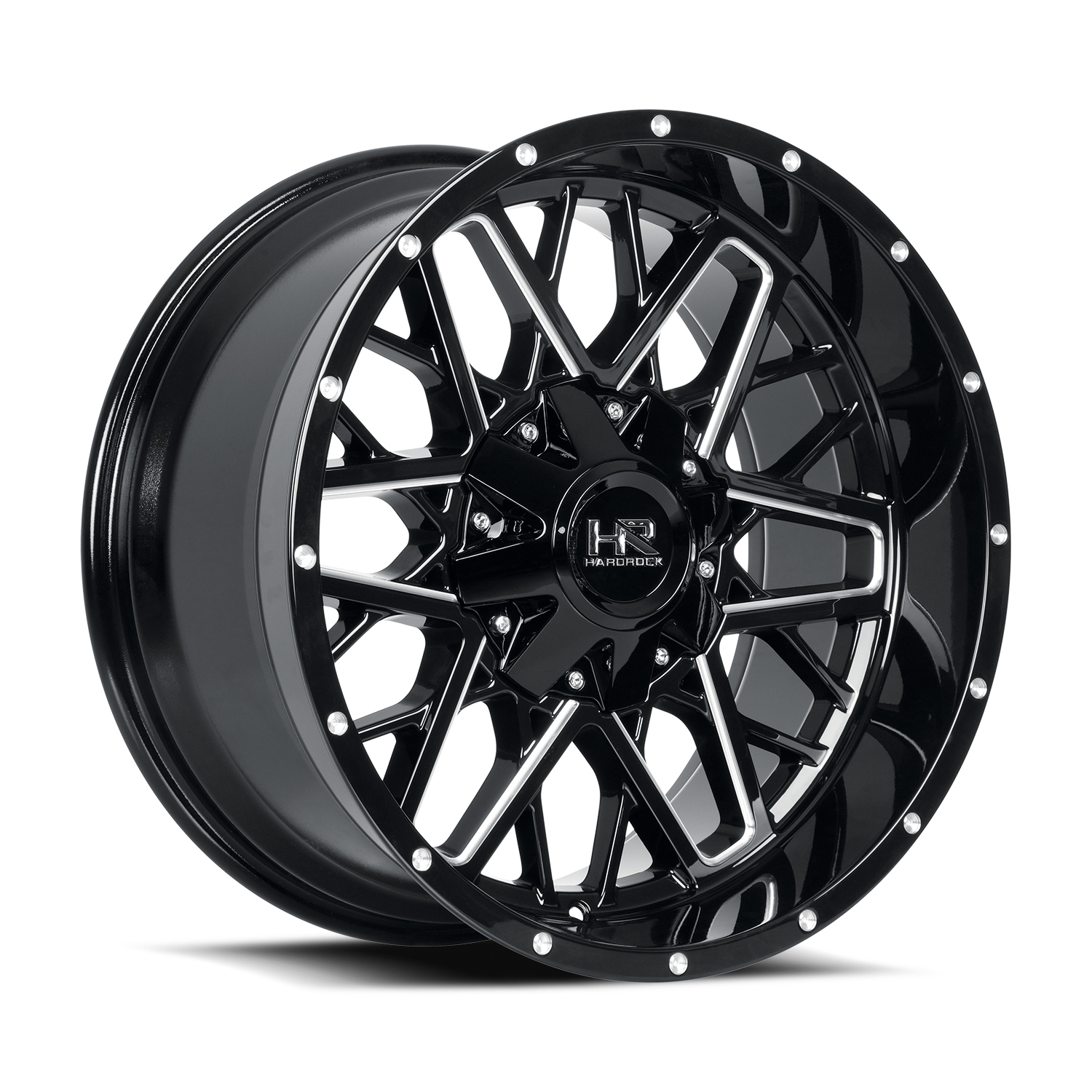 20x9 Hardrock Offroad H714 Bomber Gloss Black Milled Wheel 6x5.5 Bolt Pattern 20mm Offset