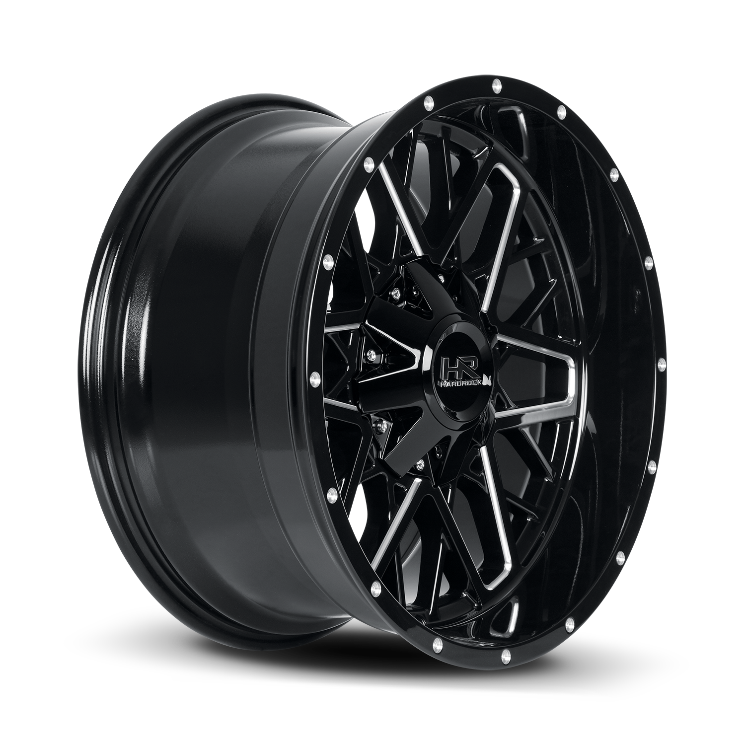 20x9 Hardrock Offroad H714 Bomber Gloss Black Milled Wheel 6x5.5 Bolt Pattern 20mm Offset