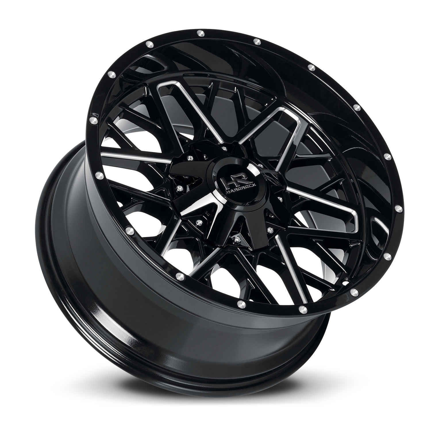 20x9 Hardrock Offroad H714 Bomber Gloss Black Milled Wheel 6x5.5 Bolt Pattern 0mm Offset