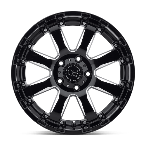 17x9 black rhino hard alloys sra sierra gloss black w milled spokes wheel 6x5.5 bolt pattern 12mm offset