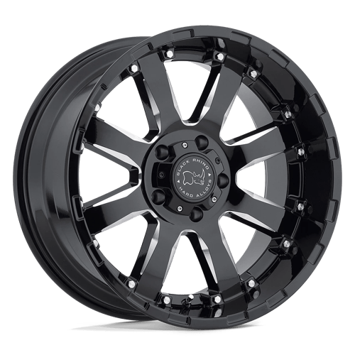 20x9 black rhino hard alloys sra sierra gloss black w milled spokes wheel 6x5.5 bolt pattern 12mm offset