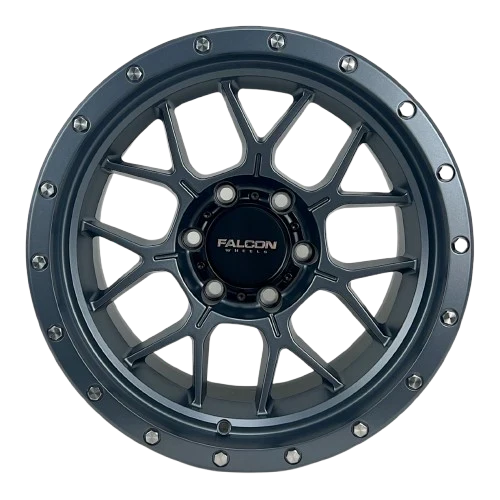 17x9 Falcon Wheels TX Titan Full Matte Gunmetal Wheel 6x5.5 Bolt Pattern -12mm Offset