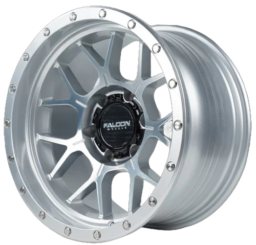 17x9 Falcon Wheels TX Titan Silver W/Machine Face Wheel 6x5.5 Bolt Pattern -12mm Offset