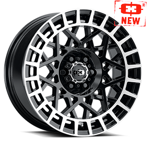 18x8.5 Vision 349 Savage Gloss Black Machined Lip Wheel 6x5.5 Bolt Pattern 12mm Offset
