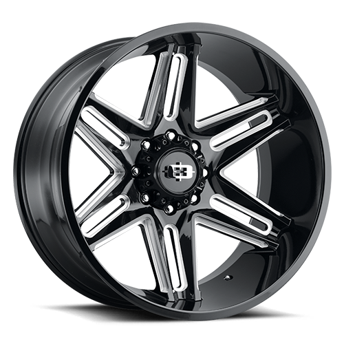 20x12 Vision 363 Razor Gloss Black Milled Spoke Wheel 6x5.5 Bolt Pattern -51mm Offset