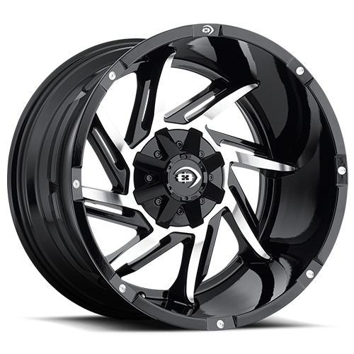 17x9 Vision 422 Prowler Gloss Black Machined Face Wheel 6x5.5 Bolt Pattern -12mm Offset