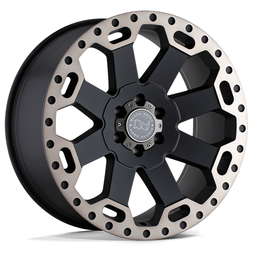 18x8 black rhino hard alloys war warlord matte black w mach dark tint wheel 6x5.5 bolt pattern 35mm offset